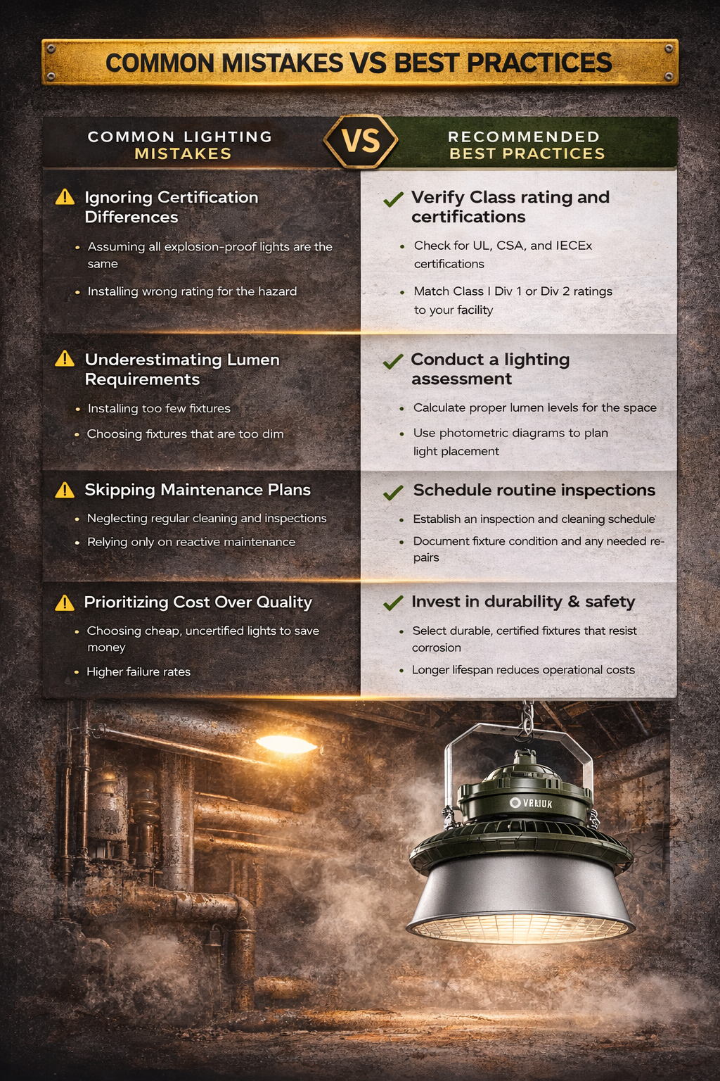 Common mistakes vs best practices in explosion-proof lighting compliance